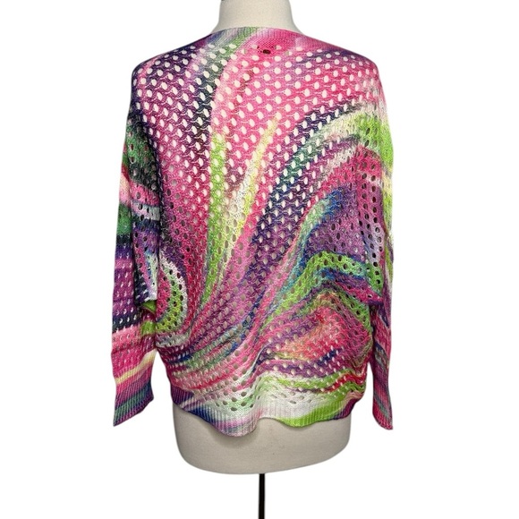 Free For Humanity Inspire a Paris Festival Rainbow Crochet Sweater Size Small - Picture 2 of 8